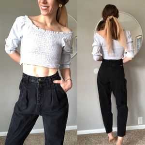 Vintage pleated high waisted black mom jeans